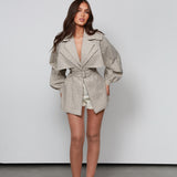Syke Monochrome Check Jacket Ivory