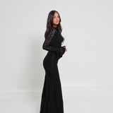 Amelia Floral Lace Dress Black