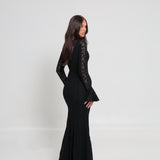 Amelia Floral Lace Dress Black