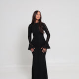 Amelia Floral Lace Dress Black