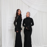 Amelia Floral Lace Dress Black