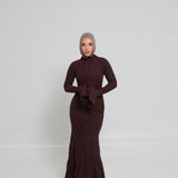 Amelia Floral Lace Dress Brown