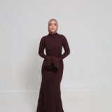 Amelia Floral Lace Dress Brown