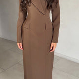 Cairo Hourglass Blazer Dress Walnut