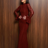Amelia Floral Lace Burgundy