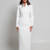 Cairo Hourglass Blazer Dress White